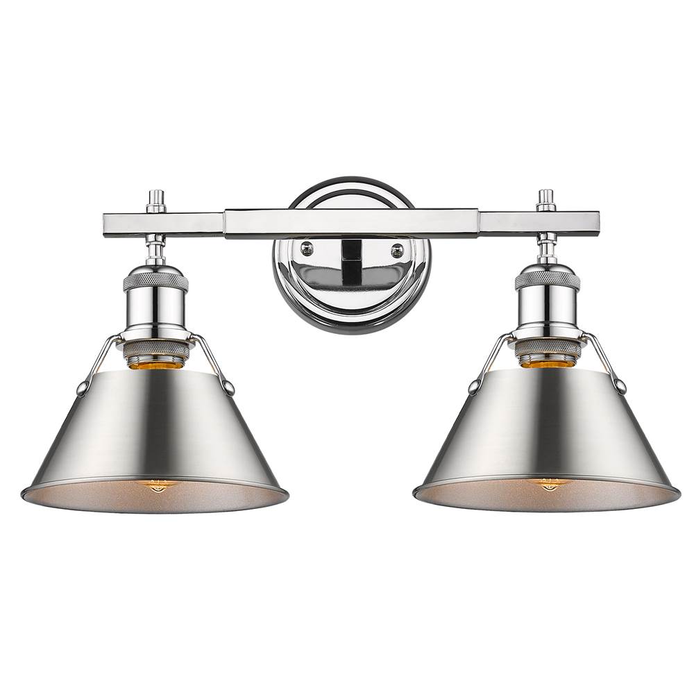 Golden Lighting Orwell Yep By Golden Lighting Orwell 2-light Vanity In Aged Brass And Pewter Shade