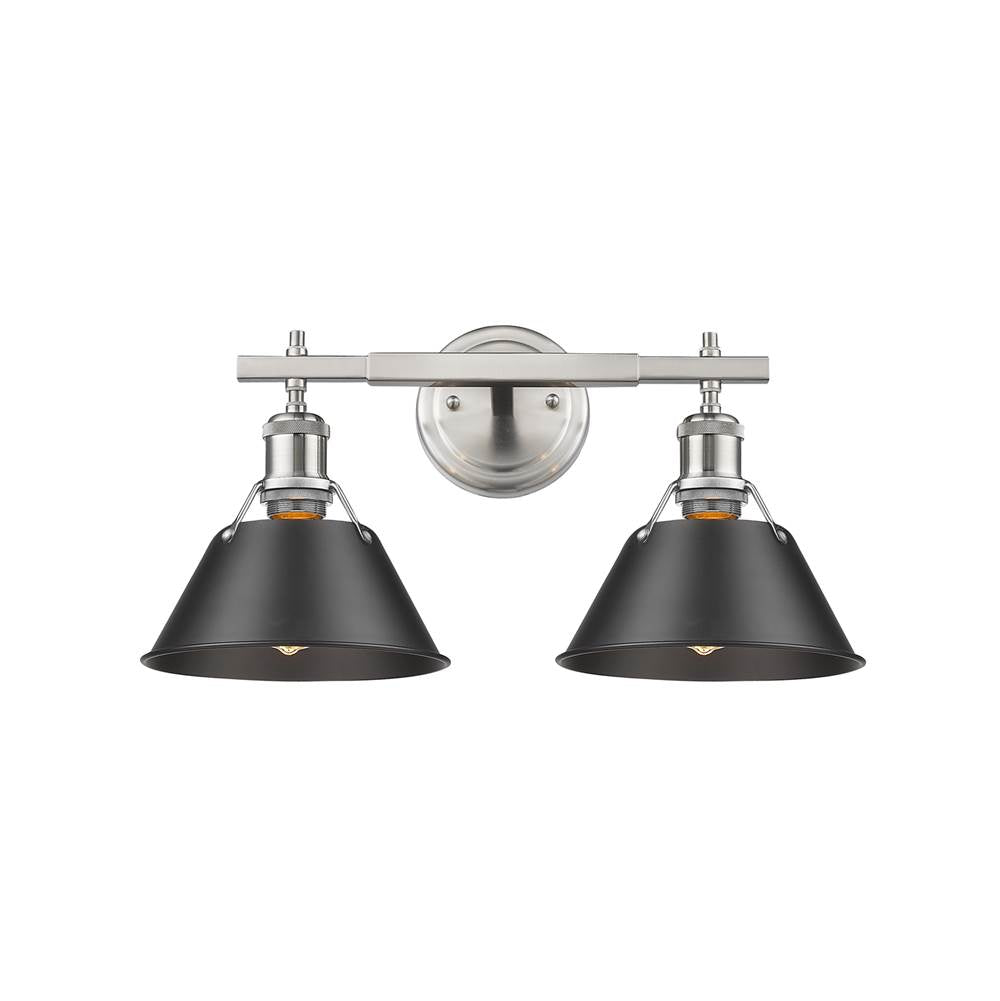Golden Lighting Orwell Yep By Golden Lighting Orwell 2-light Vanity In Aged Brass And Matte Black Shade