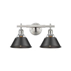 Golden Lighting Orwell Yep By Golden Lighting Orwell 2-light Vanity In Aged Brass And Matte Black Shade