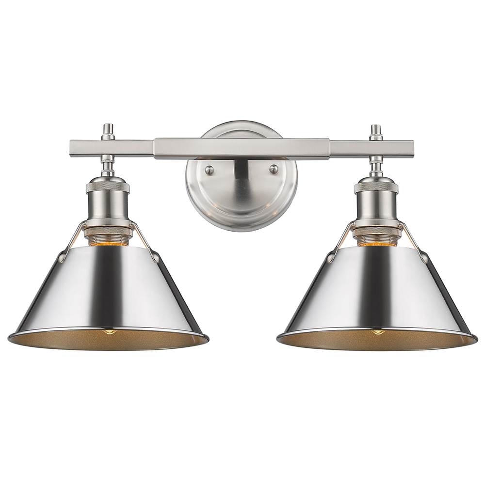 Golden Lighting Orwell Yep By Golden Lighting Orwell 2-light Vanity In Aged Brass And Chrome Shade