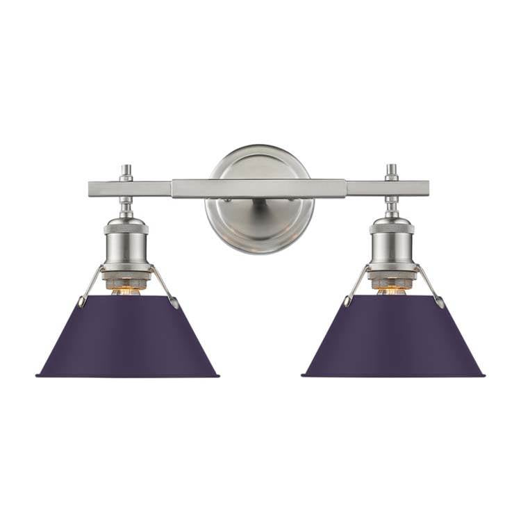 Golden Lighting Orwell Yep By Golden Lighting Orwell 2-light Vanity In Aged Brass And Exotic Purple Shade