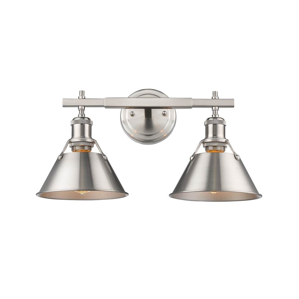 Golden Lighting Orwell Yep By Golden Lighting Orwell 2-light Vanity In Aged Brass And Pewter Shade