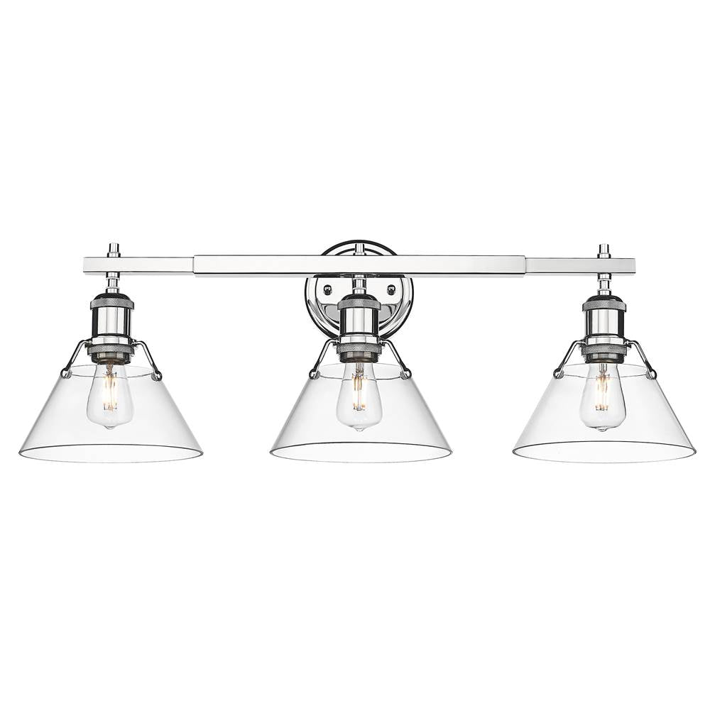 Golden Lighting 3306-BA3 CH-CLR Chrome Yep By Golden Lighting Orwell 3-light Vanity In Chrome And Clear Glass Image 5