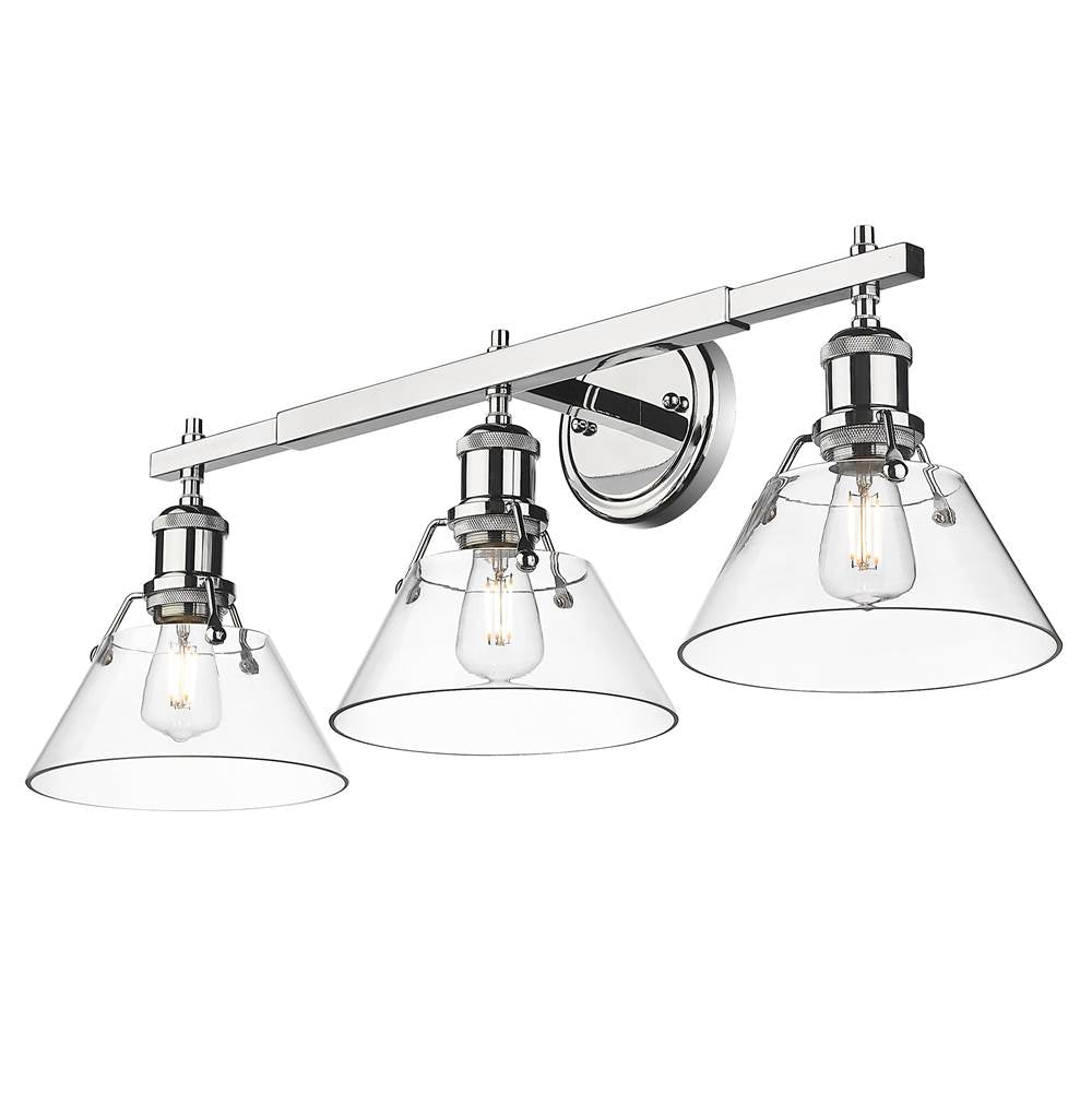 Golden Lighting 3306-BA3 CH-CLR Chrome Yep By Golden Lighting Orwell 3-light Vanity In Chrome And Clear Glass Image 4