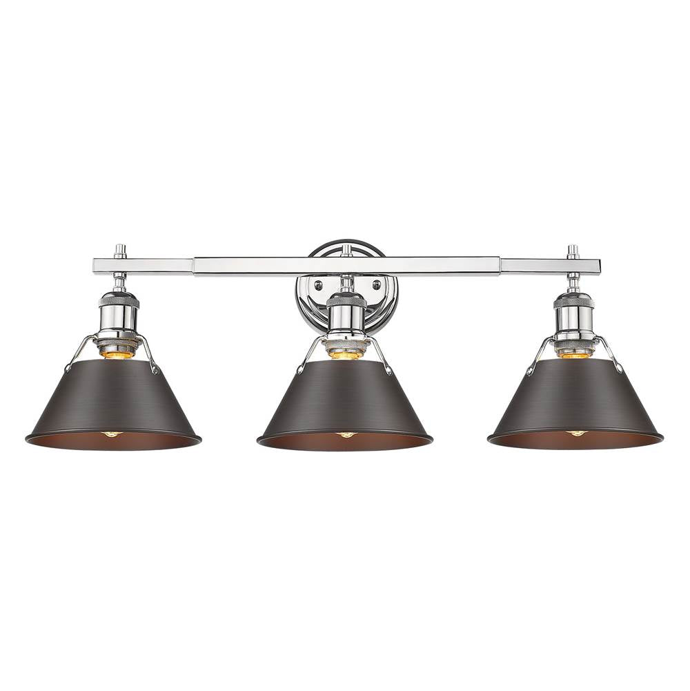 Golden Lighting Orwell Yep By Golden Lighting Orwell 3-light Vanity In Aged Brass And Rubbed Bronze Shade