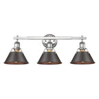 Golden Lighting Orwell Yep By Golden Lighting Orwell 3-light Vanity In Aged Brass And Rubbed Bronze Shade