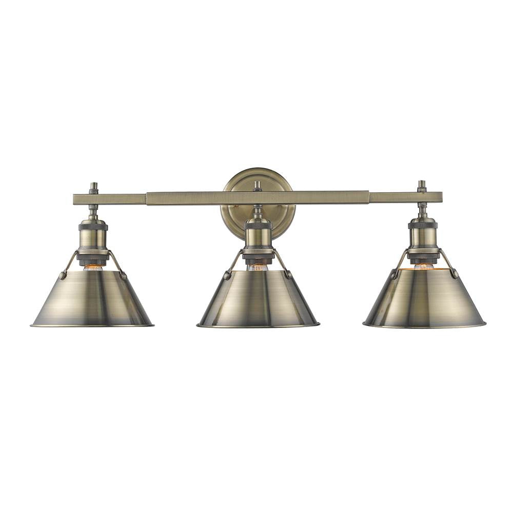 Golden Lighting 3306-BA3 AB-AB Aged Brass Yep By Golden Lighting Orwell 3-light Vanity In Aged Brass Image 1
