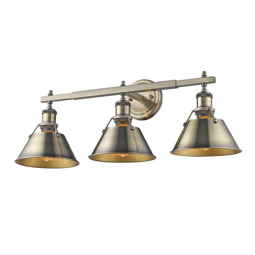 Golden Lighting 3306-BA3 AB-AB Aged Brass Yep By Golden Lighting Orwell 3-light Vanity In Aged Brass Image 2