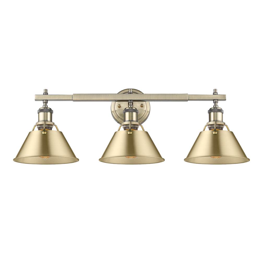 Golden Lighting 3306-BA3 AB-BCB Aged Brass Yep By Golden Lighting Orwell 3-light Vanity In Aged Brass And Brushed Champagne Brass Shade Image 1