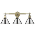 Golden Lighting 3306-BA3 AB-CH Aged Brass Yep By Golden Lighting Orwell 3-light Vanity In Aged Brass And Chrome Shade Image 1