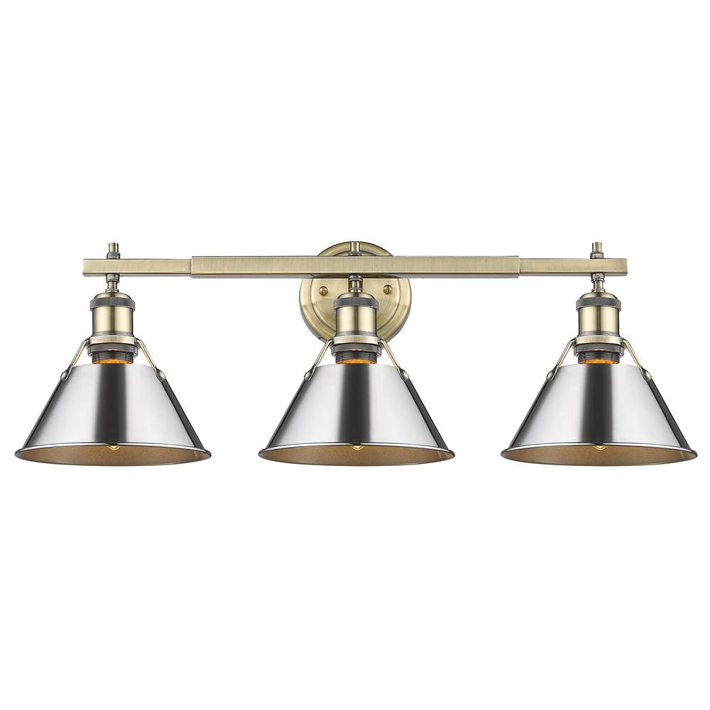 Golden Lighting Orwell Yep By Golden Lighting Orwell 3-light Vanity In Aged Brass And Chrome Shade