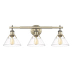 Golden Lighting 3306-BA3 AB-CLR Aged Brass Yep By Golden Lighting Orwell 3-light Vanity In Aged Brass And Clear Glass Image 1