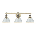 Golden Lighting 3306-BA3 AB-DB Aged Brass Yep By Golden Lighting Orwell 3-light Vanity In Aged Brass And Dusky Blue Shade Image 1