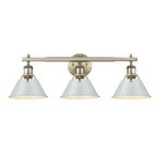 Golden Lighting 3306-BA3 AB-DB Aged Brass Yep By Golden Lighting Orwell 3-light Vanity In Aged Brass And Dusky Blue Shade Image 1