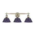 Golden Lighting 3306-BA3 AB-EP Aged Brass Yep By Golden Lighting Orwell 3-light Vanity In Aged Brass And Exotic Purple Shade Image 1