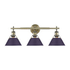 Golden Lighting Orwell Yep By Golden Lighting Orwell 3-light Vanity In Aged Brass And Exotic Purple Shade