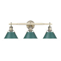 Golden Lighting 3306-BA3 AB-GN Aged Brass Yep By Golden Lighting Orwell 3-light Vanity In Aged Brass And Pine Green Shade Image 1