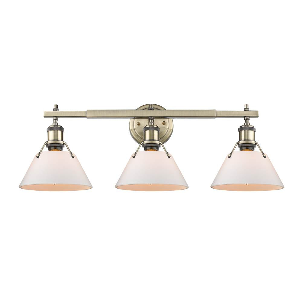 Golden Lighting Orwell Yep By Golden Lighting Orwell 3-light Vanity In Aged Brass And Opal Glass