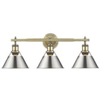 Golden Lighting 3306-BA3 AB-PW Aged Brass Yep By Golden Lighting Orwell 3-light Vanity In Aged Brass And Pewter Shade Image 1