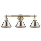 Golden Lighting Orwell Yep By Golden Lighting Orwell 3-light Vanity In Aged Brass And Pewter Shade
