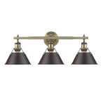 Golden Lighting 3306-BA3 AB-RBZ Aged Brass Yep By Golden Lighting Orwell 3-light Vanity In Aged Brass And Rubbed Bronze Shade Image 1