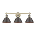 Golden Lighting Orwell Yep By Golden Lighting Orwell 3-light Vanity In Aged Brass And Rubbed Bronze Shade