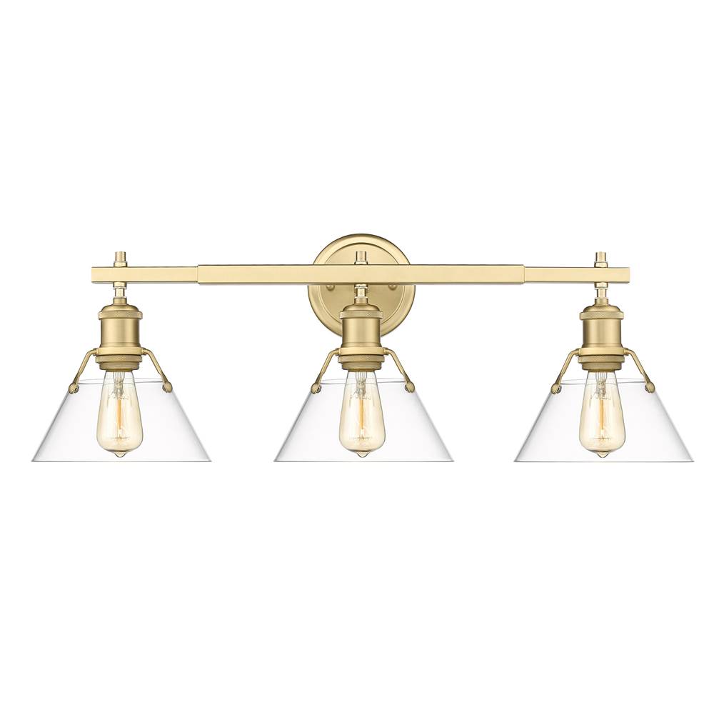 Golden Lighting Orwell Yep By Golden Lighting Orwell 3-light Vanity In Aged Brass And Clear Glass