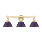 Golden Lighting Orwell Yep By Golden Lighting Orwell 3-light Vanity In Aged Brass And Exotic Purple Shade
