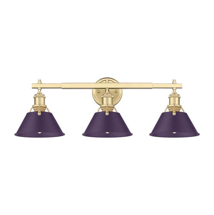 Golden Lighting Orwell Yep By Golden Lighting Orwell 3-light Vanity In Aged Brass And Exotic Purple Shade