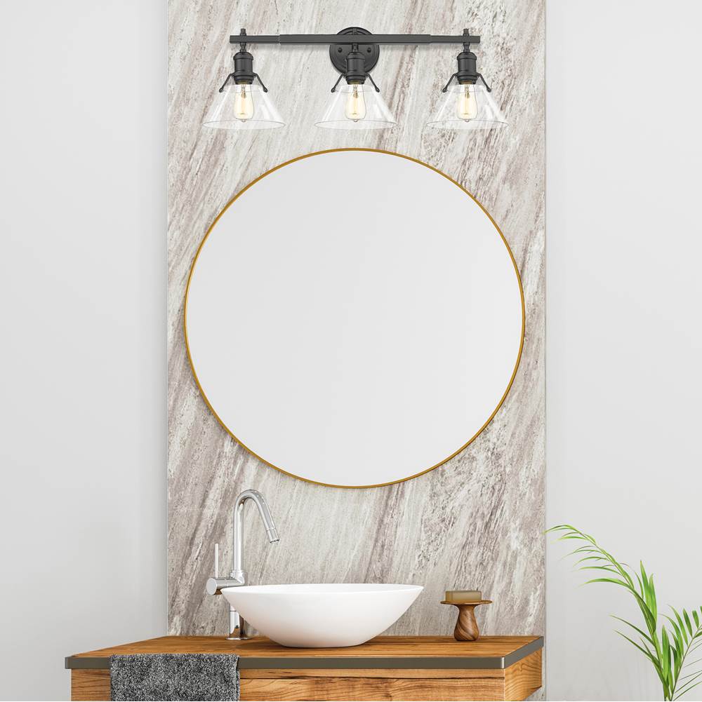 Golden Lighting 3306-BA3 BLK-CLR Matte Black Yep By Golden Lighting Orwell 3-light Vanity In Matte Black And Clear Glass Image 3
