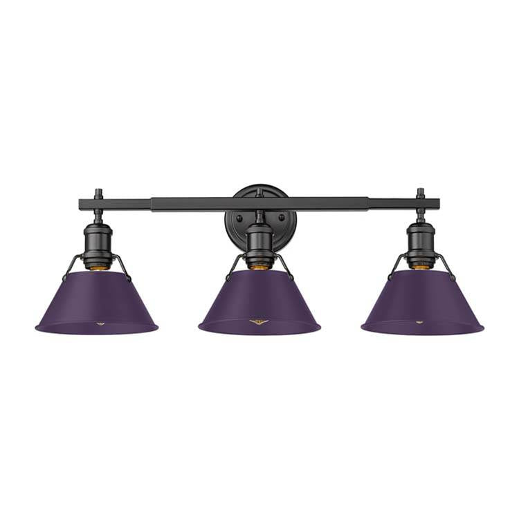 Golden Lighting Orwell Yep By Golden Lighting Orwell 3-light Vanity In Aged Brass And Exotic Purple Shade