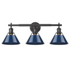 Golden Lighting Orwell Yep By Golden Lighting Orwell 3-light Vanity In Aged Brass And Navy Blue Shade