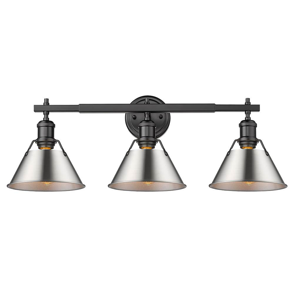Golden Lighting Orwell Yep By Golden Lighting Orwell 3-light Vanity In Aged Brass And Pewter Shade