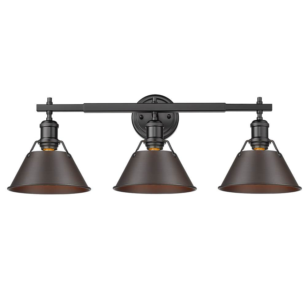 Golden Lighting Orwell Yep By Golden Lighting Orwell 3-light Vanity In Aged Brass And Rubbed Bronze Shade