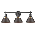 Golden Lighting Orwell Yep By Golden Lighting Orwell 3-light Vanity In Aged Brass And Rubbed Bronze Shade