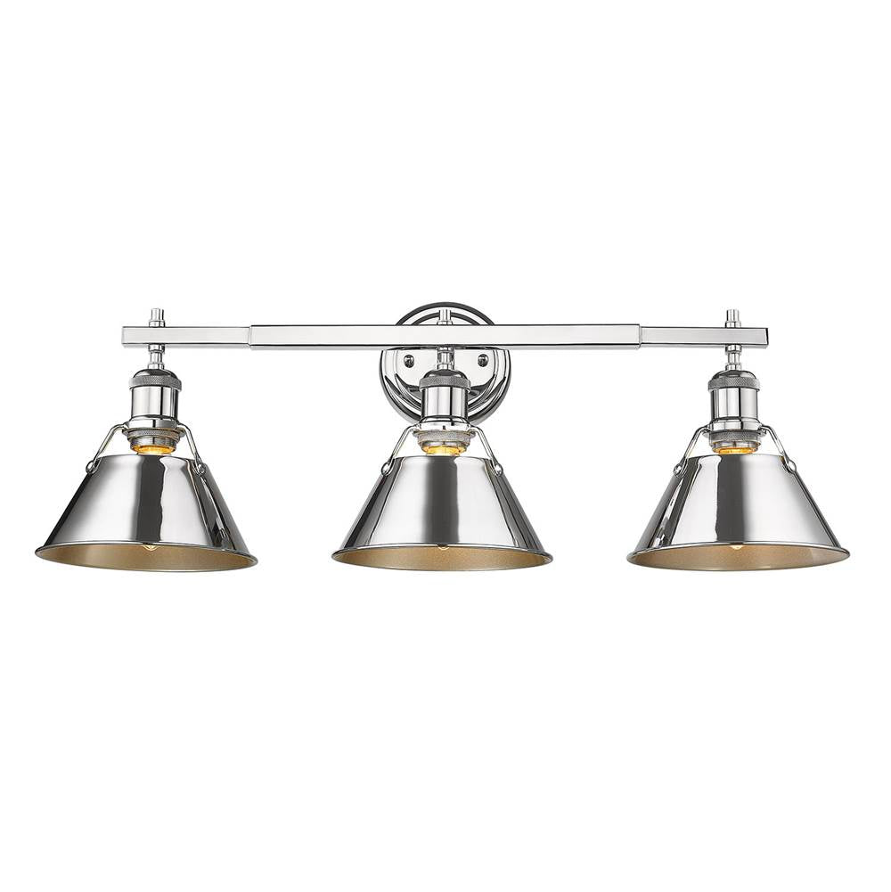 Golden Lighting Orwell Yep By Golden Lighting Orwell 3-light Vanity In Aged Brass And Chrome Shade
