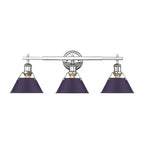 Golden Lighting Orwell Yep By Golden Lighting Orwell 3-light Vanity In Aged Brass And Exotic Purple Shade