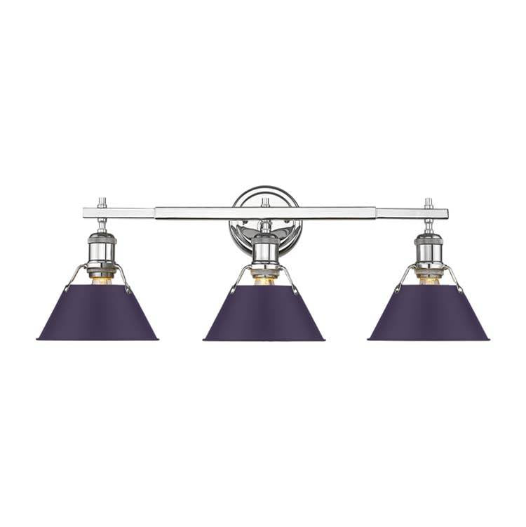Golden Lighting Orwell Yep By Golden Lighting Orwell 3-light Vanity In Aged Brass And Exotic Purple Shade