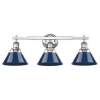 Golden Lighting Orwell Yep By Golden Lighting Orwell 3-light Vanity In Aged Brass And Navy Blue Shade