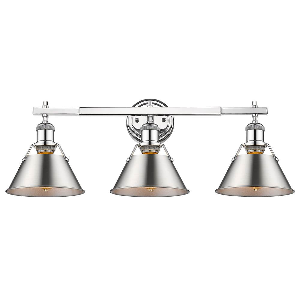 Golden Lighting Orwell Yep By Golden Lighting Orwell 3-light Vanity In Aged Brass And Pewter Shade