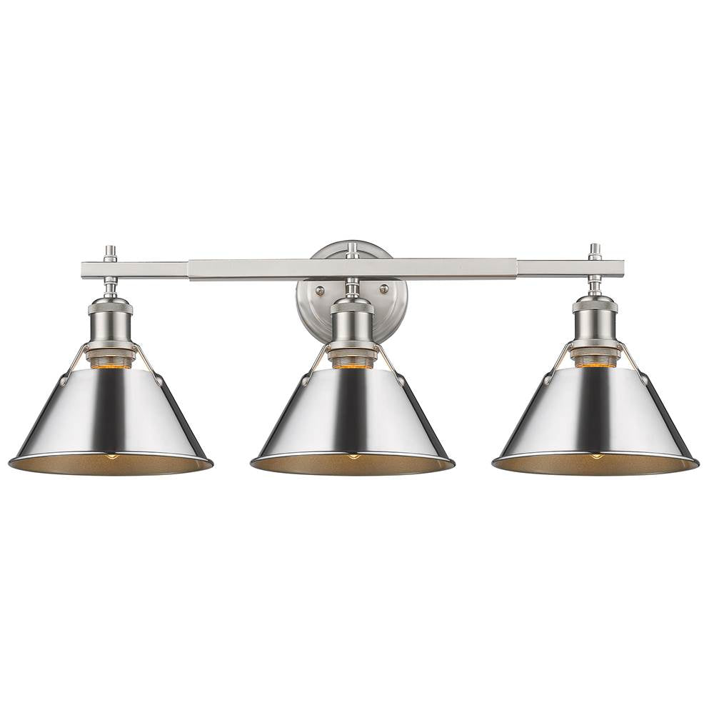 Golden Lighting Orwell Yep By Golden Lighting Orwell 3-light Vanity In Aged Brass And Chrome Shade