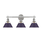 Golden Lighting Orwell Yep By Golden Lighting Orwell 3-light Vanity In Aged Brass And Exotic Purple Shade