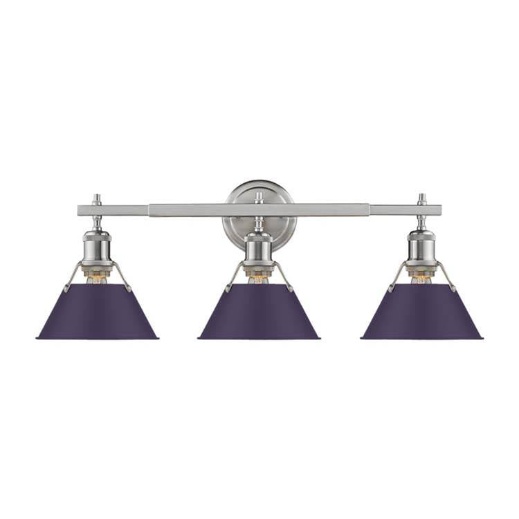 Golden Lighting Orwell Yep By Golden Lighting Orwell 3-light Vanity In Aged Brass And Exotic Purple Shade