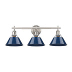 Golden Lighting Orwell Yep By Golden Lighting Orwell 3-light Vanity In Aged Brass And Navy Blue Shade