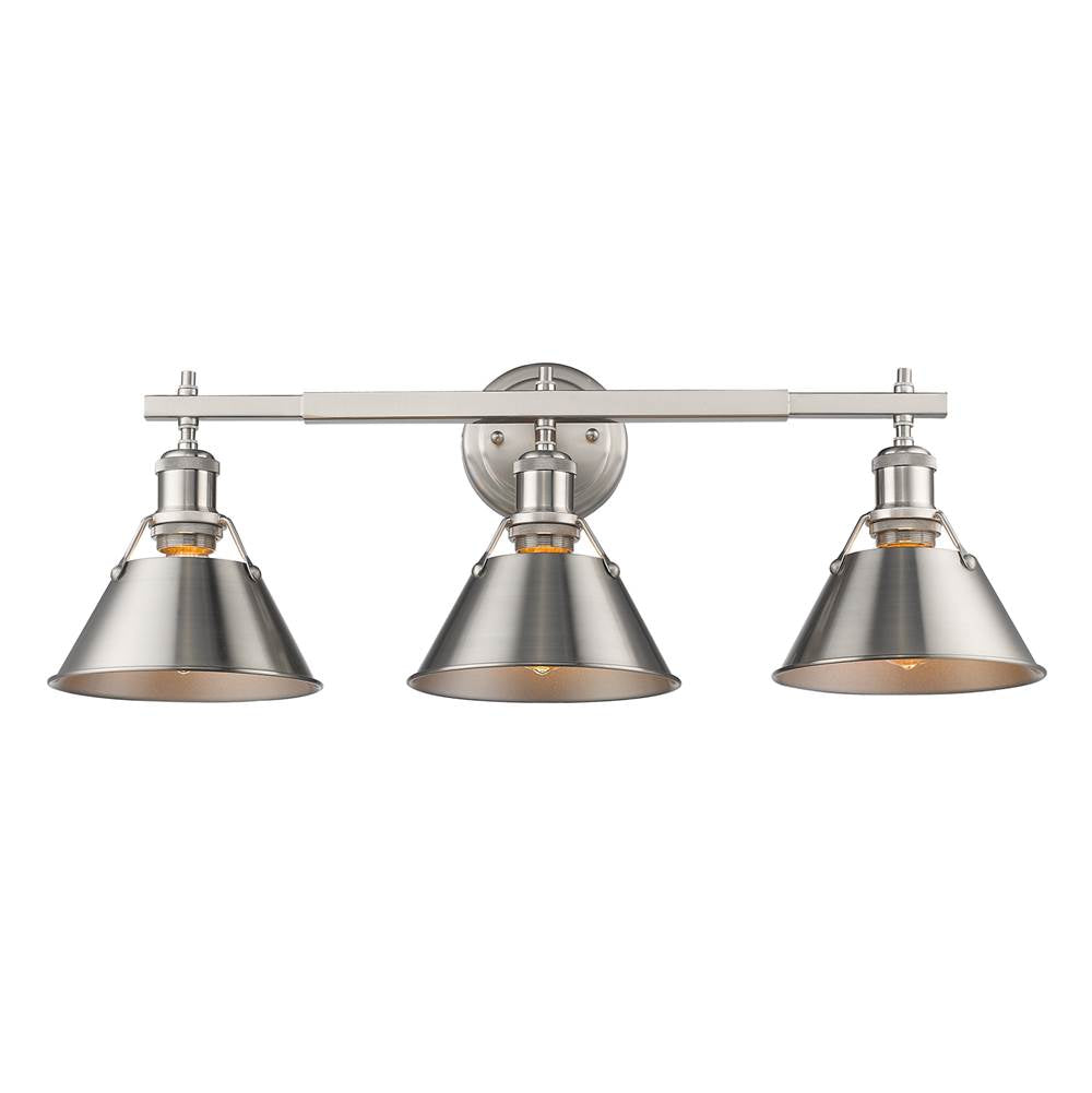 Golden Lighting Orwell Yep By Golden Lighting Orwell 3-light Vanity In Aged Brass And Pewter Shade