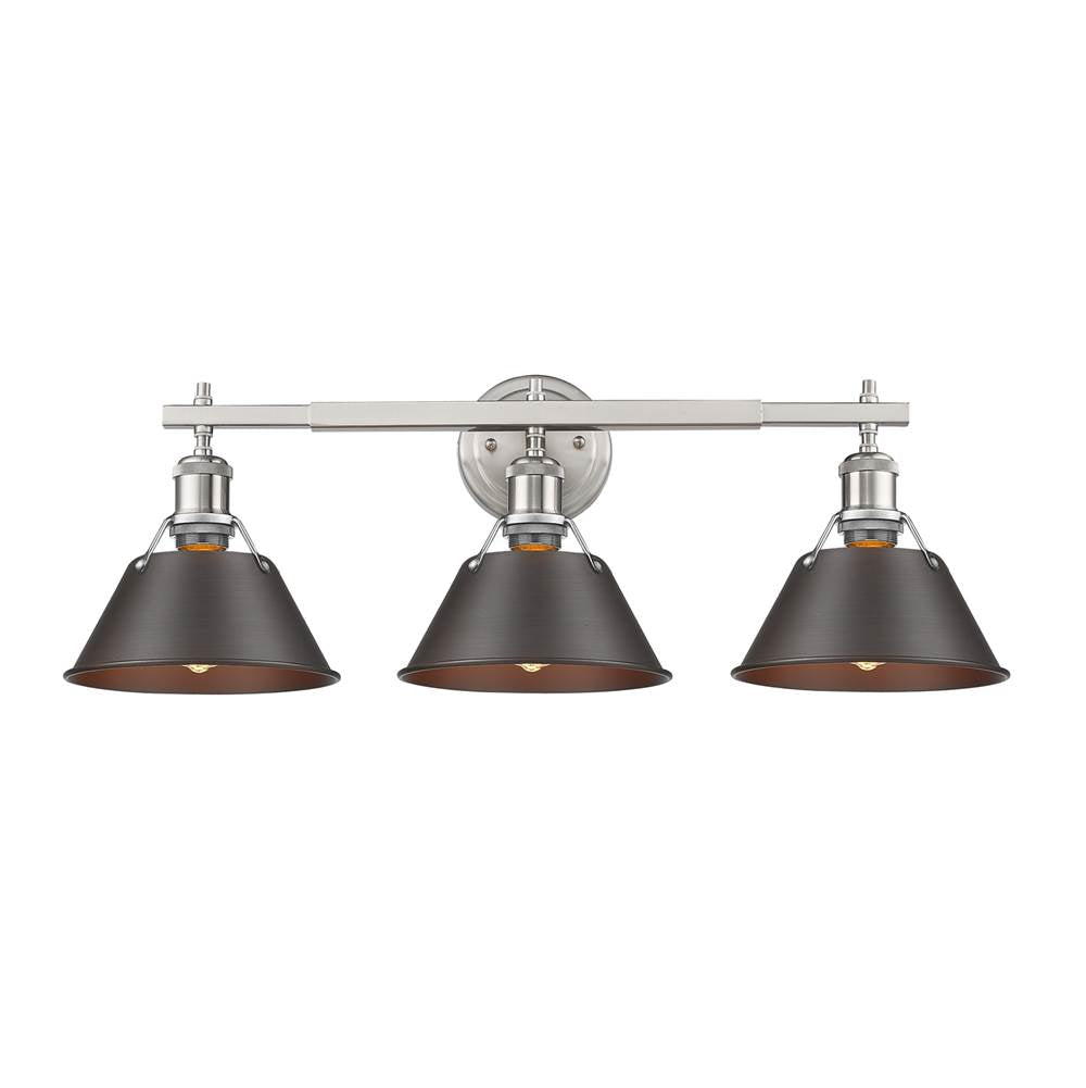 Golden Lighting Orwell Yep By Golden Lighting Orwell 3-light Vanity In Aged Brass And Rubbed Bronze Shade