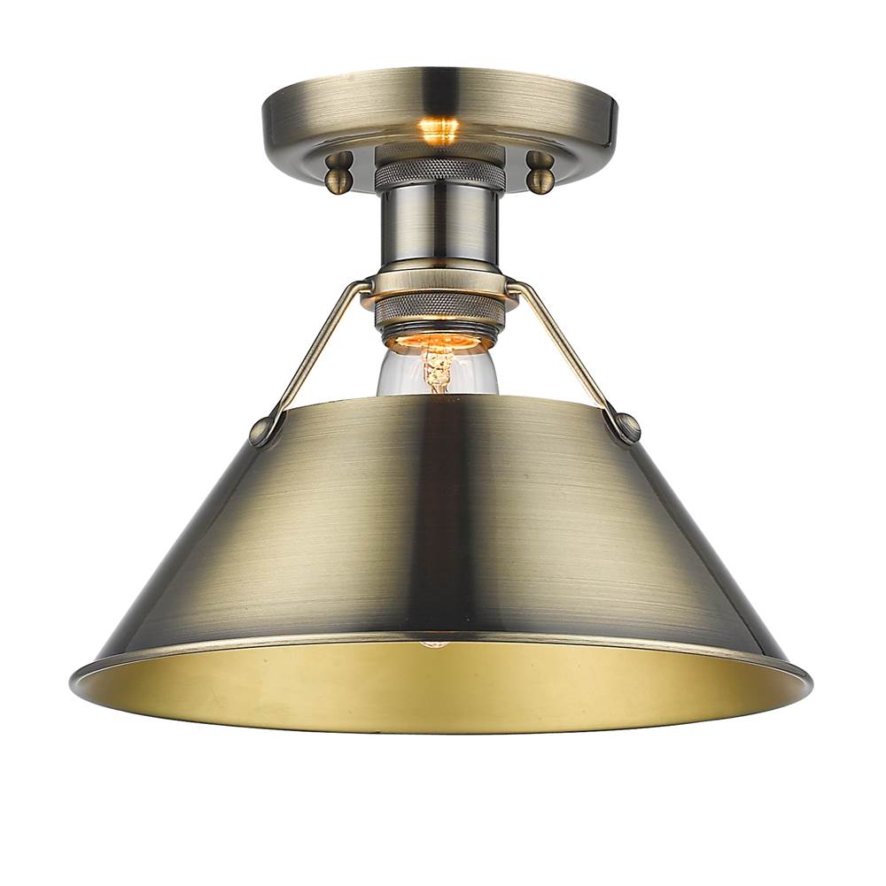 Golden Lighting Orwell Yep By Golden Lighting Orwell 1-light Flush Mount In Aged Brass