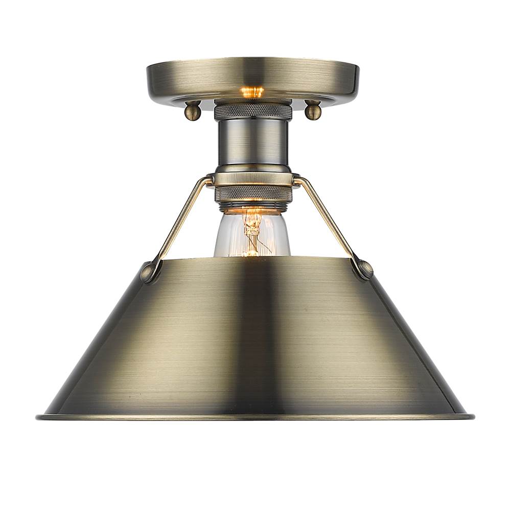 Golden Lighting 3306-FM AB-AB Aged Brass Yep By Golden Lighting Orwell 1-light Flush Mount In Aged Brass Image 1