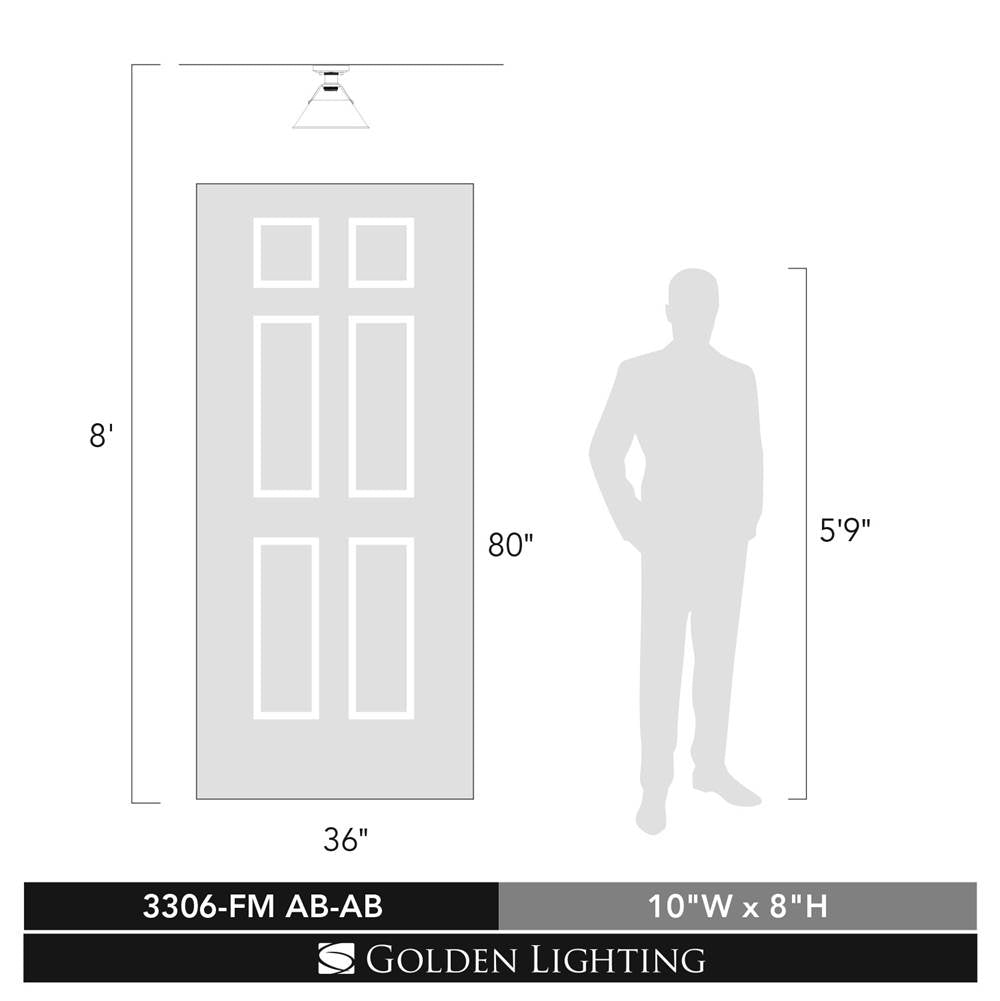 Golden Lighting 3306-FM AB-AB Aged Brass Yep By Golden Lighting Orwell 1-light Flush Mount In Aged Brass Image 2