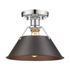 Golden Lighting Orwell Yep By Golden Lighting Orwell 1-light Flush Mount In Aged Brass And Rubbed Bronze Shade